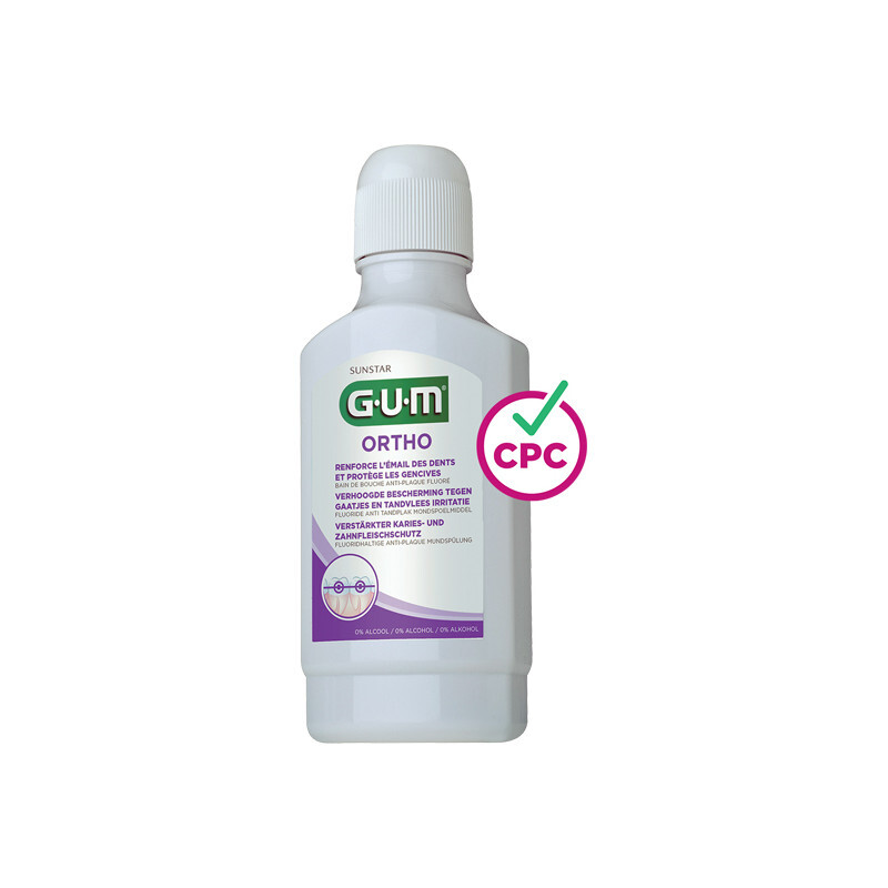GUM ORTHO Bain de Bouche Anti-Plaque Fluoré 300ml - 0070942304801