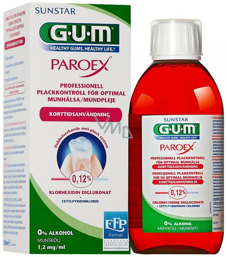 Gum Paroex mouthwash, rinse CHX 0.12% professional preparation for removing plaque